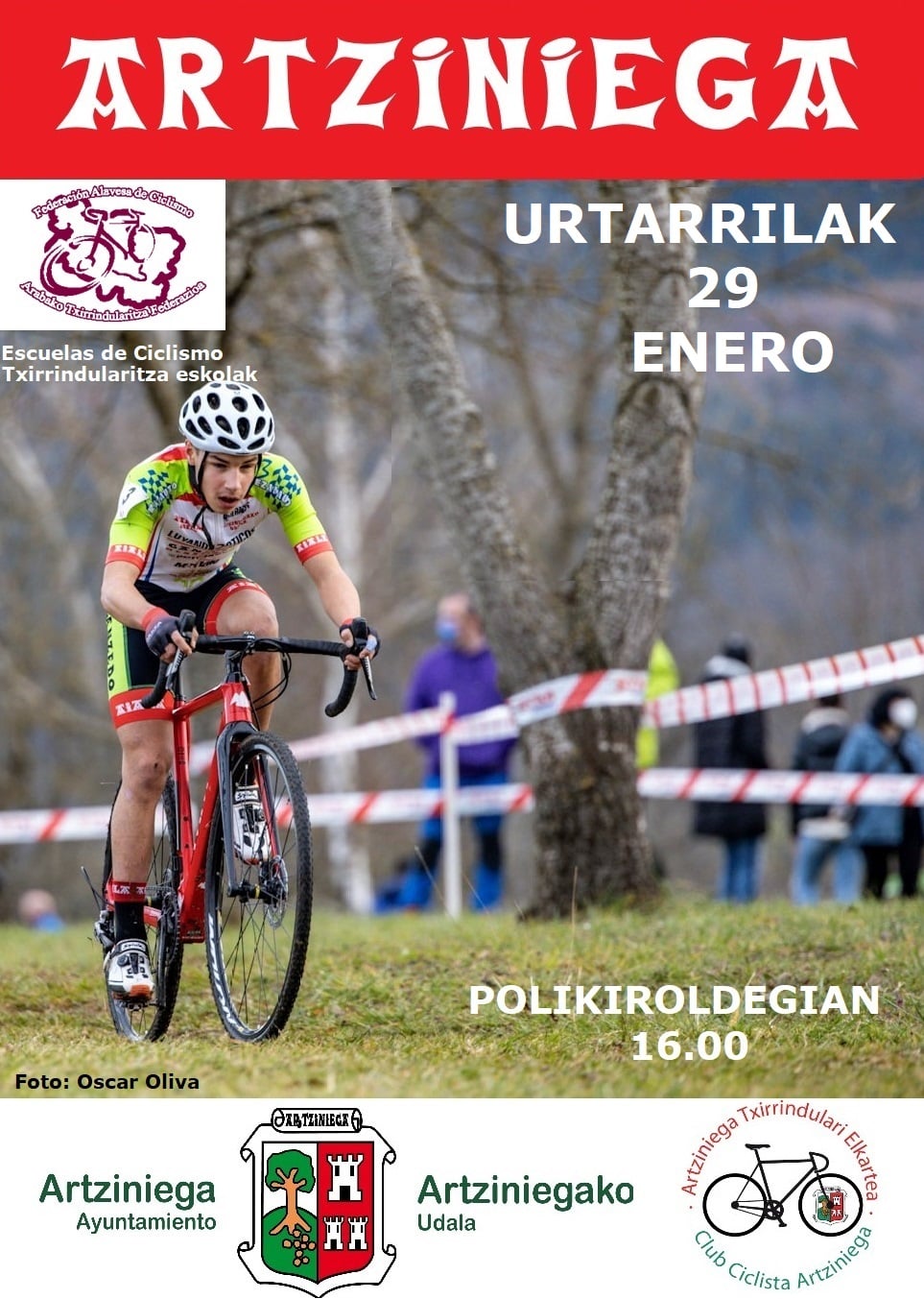 El día 29 de enero, a las 4 de la tarde, organizado por el Club Ciclista Artziniega y con el patrocinio del Ayuntamiento de Artziniega, se disputará en el polideportivo una prueba de las Escuelas de Ciclismo de Álava.